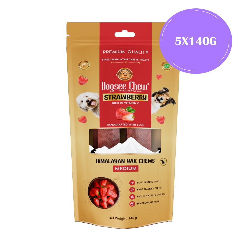 Dogsee Chew Strawberry Flavour Medium Bars Dog Treats