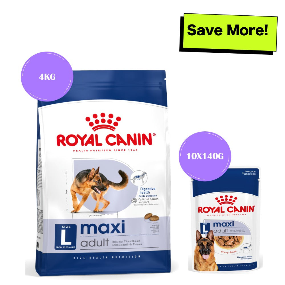 Royal Canin Maxi Adult Dog Dry and Wet Food Combo