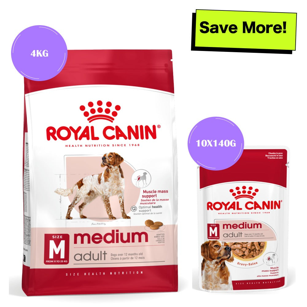 Royal Canin Medium Adult Dog Dry and Wet Food Combo