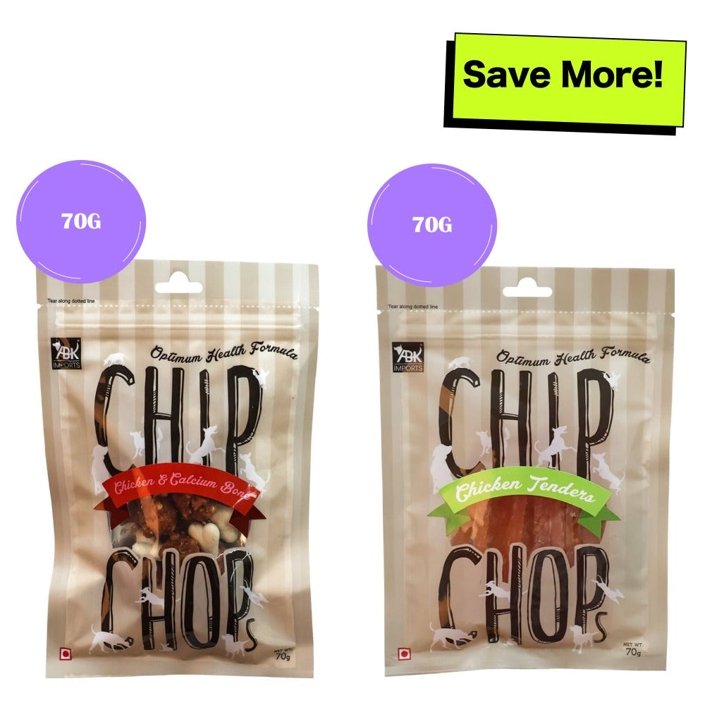 Chip Chops Chicken & Calcium and Chicken & Codfish Bone Dog Treats Combo