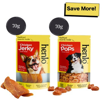 Henlo Chicken Jerky and Pops Treats for Dogs Combo