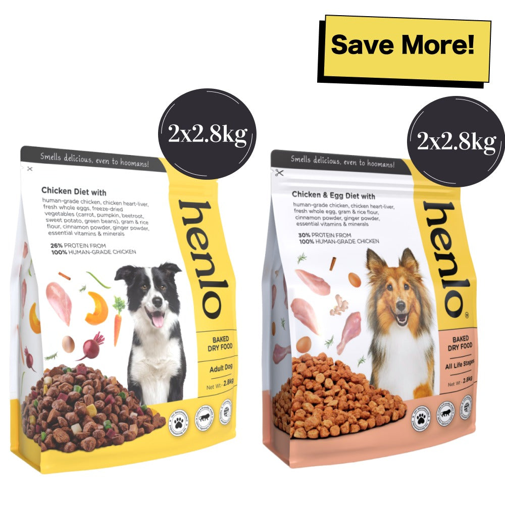 Henlo Chicken & Vegetable and Chicken & Egg Baked Dry Food for Adult Dogs Combo