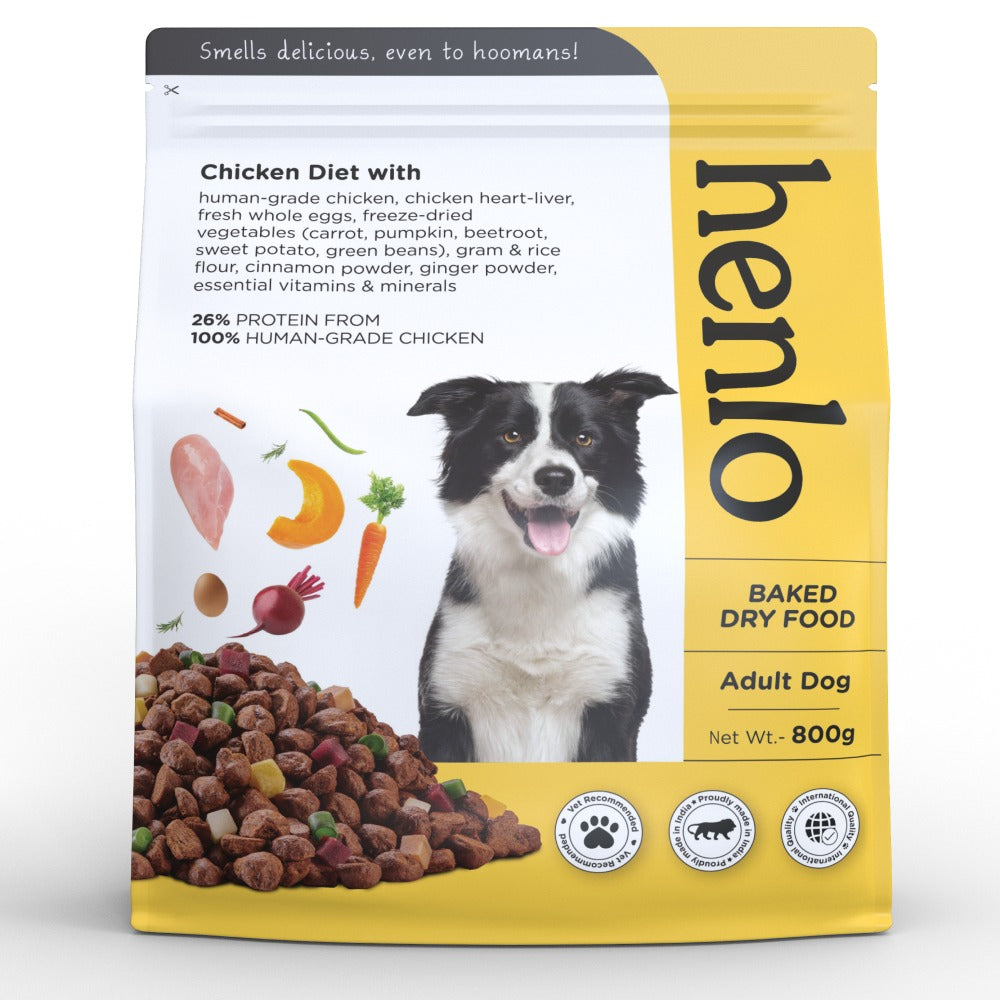 Henlo Chicken & Vegetable Baked Dry Food for Adult Dogs | 100% human grade ingredients