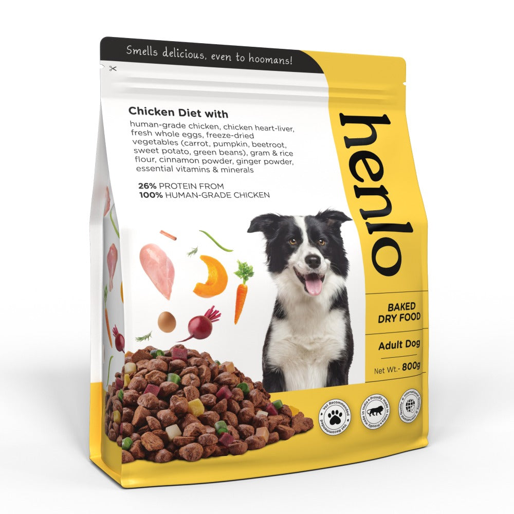 Henlo Chicken & Vegetable and Chicken & Egg Baked Dry Food for Adult Dogs Combo