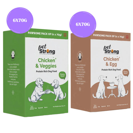 PetStrong Chicken and Veggies & Chicken and Egg in Gravy Wet Food for Dogs Combo