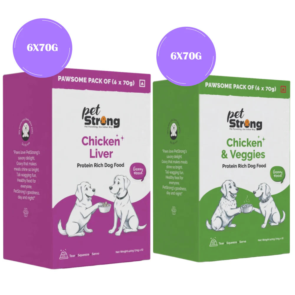 PetStrong Chicken Liver & Chicken and Veggies in Gravy Wet Food for Dogs Combo