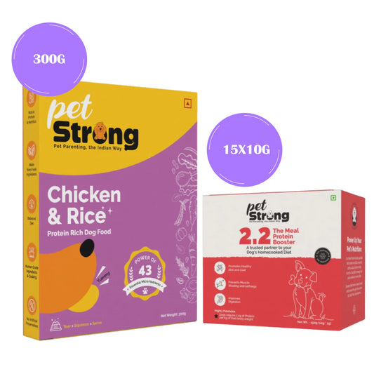 PetStrong Chicken and Rice Fresh Food and 2.2 Meal Protein Booster for Dogs Combo