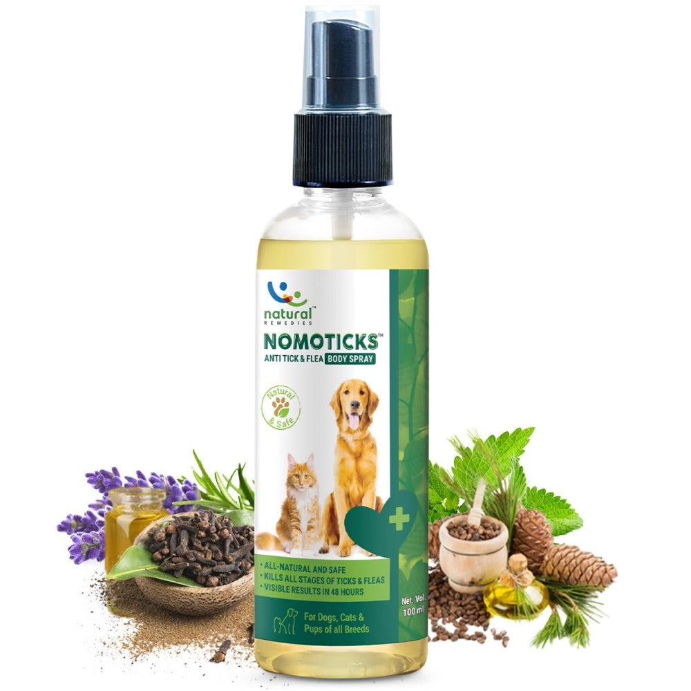 Natural Remedies Nomo Ticks Body Spray for Dogs and Cats