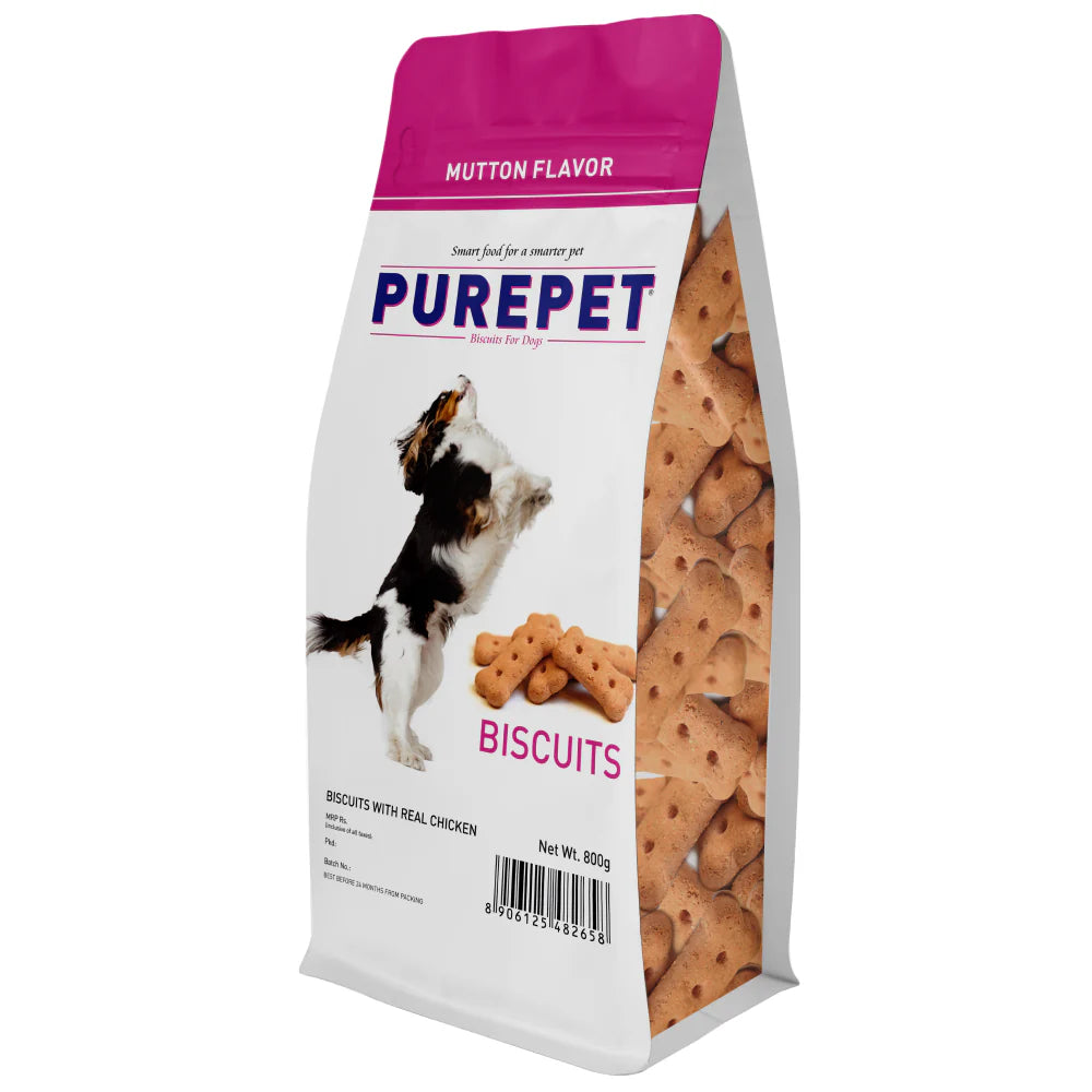 Purepet Mutton Flavour Real Chicken Biscuit Dog Treats Pouch