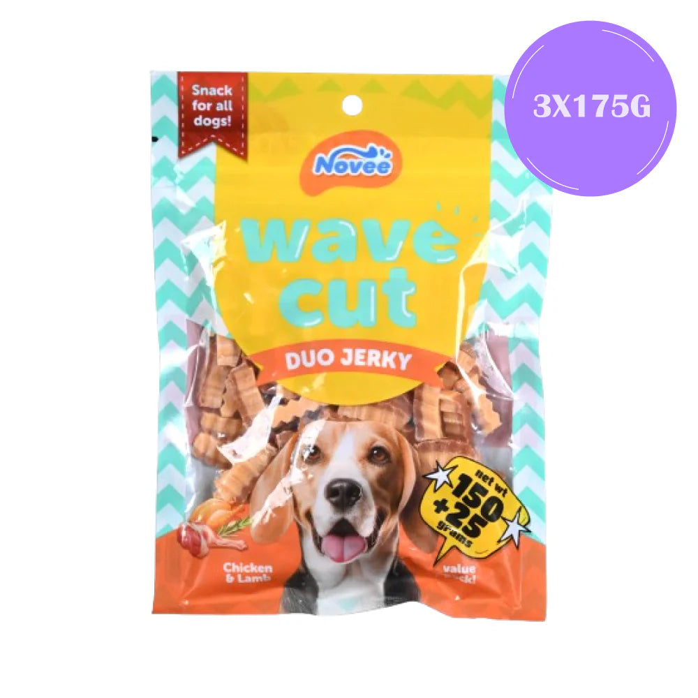 Novee Wave Cut Duo Chicken and Lamb Jerky Treats for Dogs