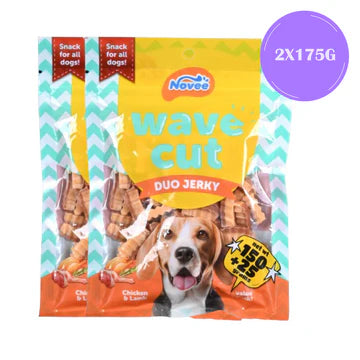 Novee Wave Cut Duo Chicken and Lamb Jerky Treats for Dogs