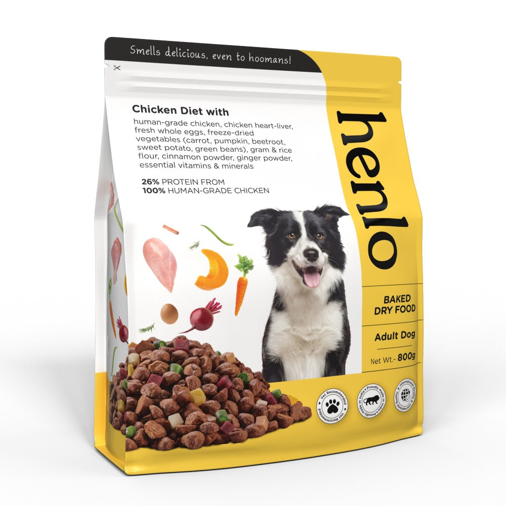 Henlo Chicken & Vegetable Baked Dry Food for Adult Dogs | 100% human grade ingredients