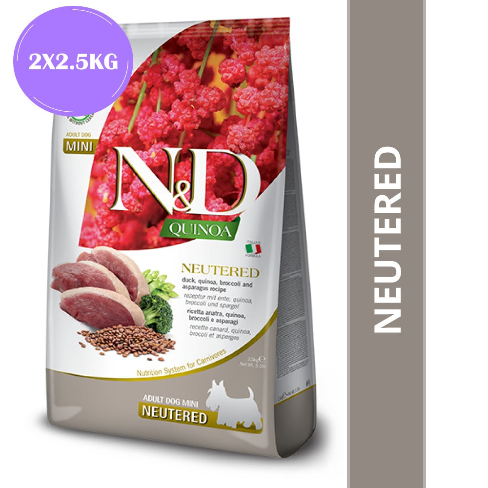 Farmina N&D Neutered Quinoa Duck, Broccoli & Asparagus Adult Mini Dog Dry Food