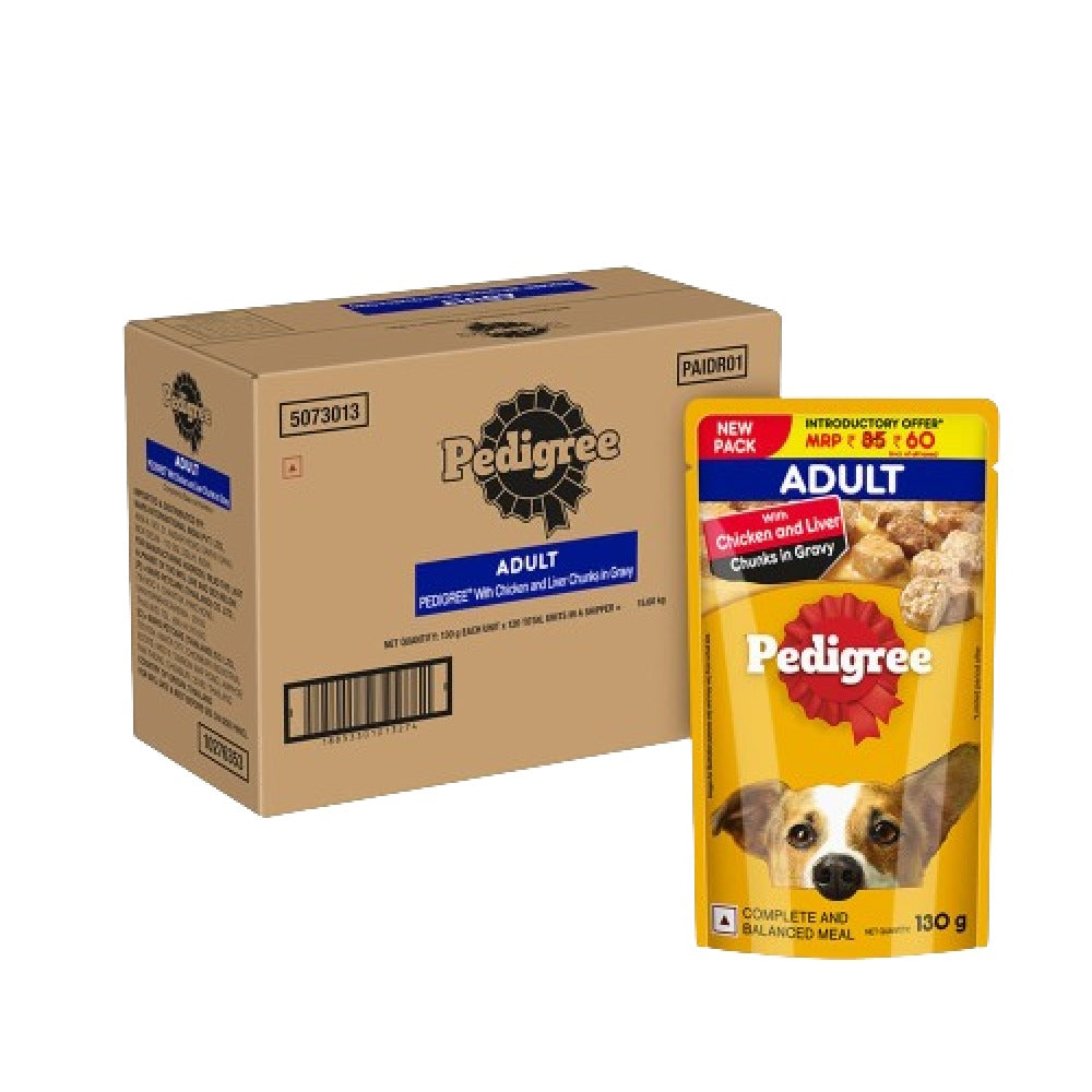 Pedigree Chicken and Liver Chunks in Gravy Adult Dog Wet Food (130g)