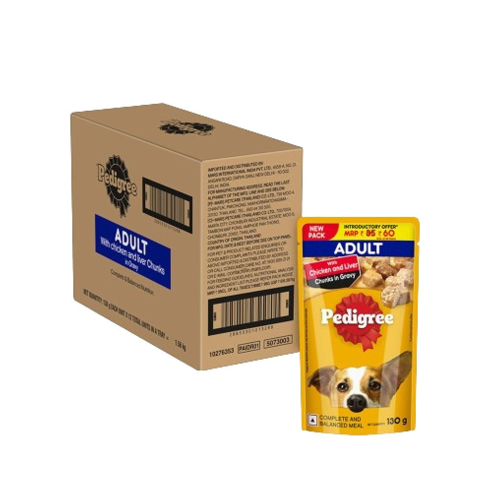 Pedigree Chicken and Liver Chunks in Gravy Adult Dog Wet Food (130g)