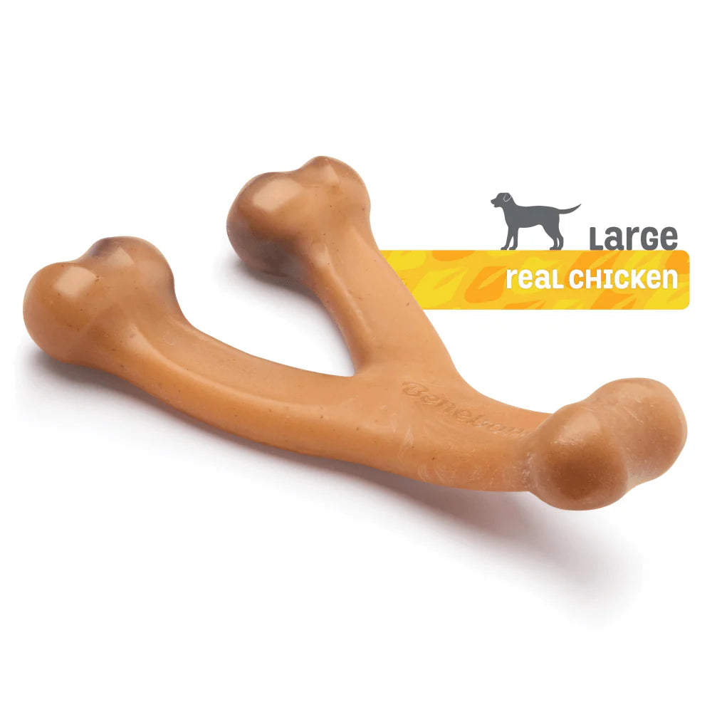 Benebone Peanut Butter Flavored Wishbone Chew Toy for Dogs | For Aggressive Chewers