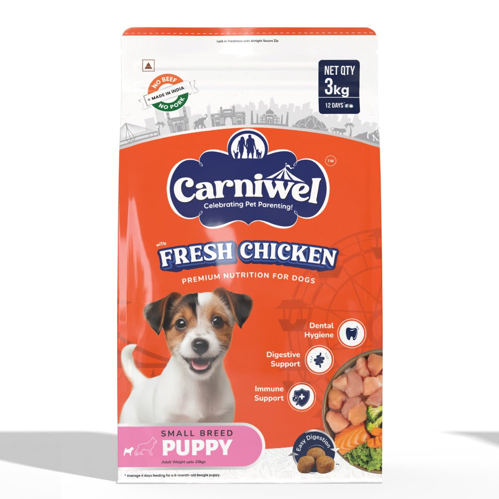 Carniwel Fresh Chicken Kibble Small Breed Dry Food and Kennel Kitchen Supreme Cuts in Gravy Chicken Liver Recipe with Pumpkin Dog Wet Food Combo