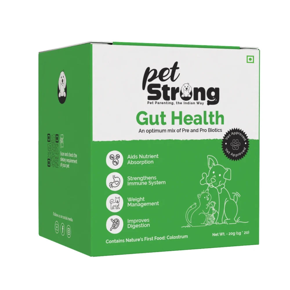 PetStrong Probiotic and Prebiotic Gut Health Supplement Sachet for Dogs and Cats