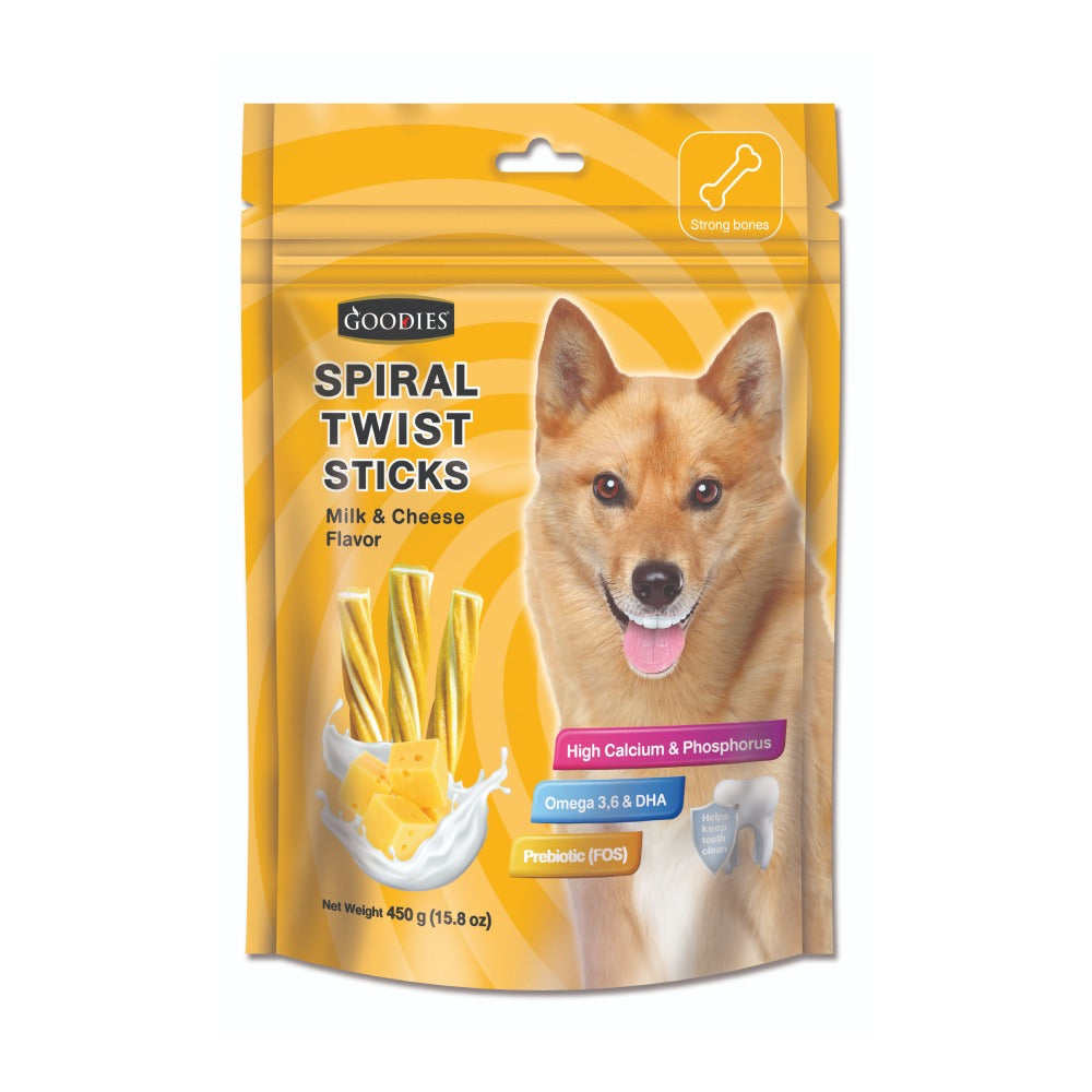 Goodies Milk & Cheese Spiral Twist Stick Dog Treats