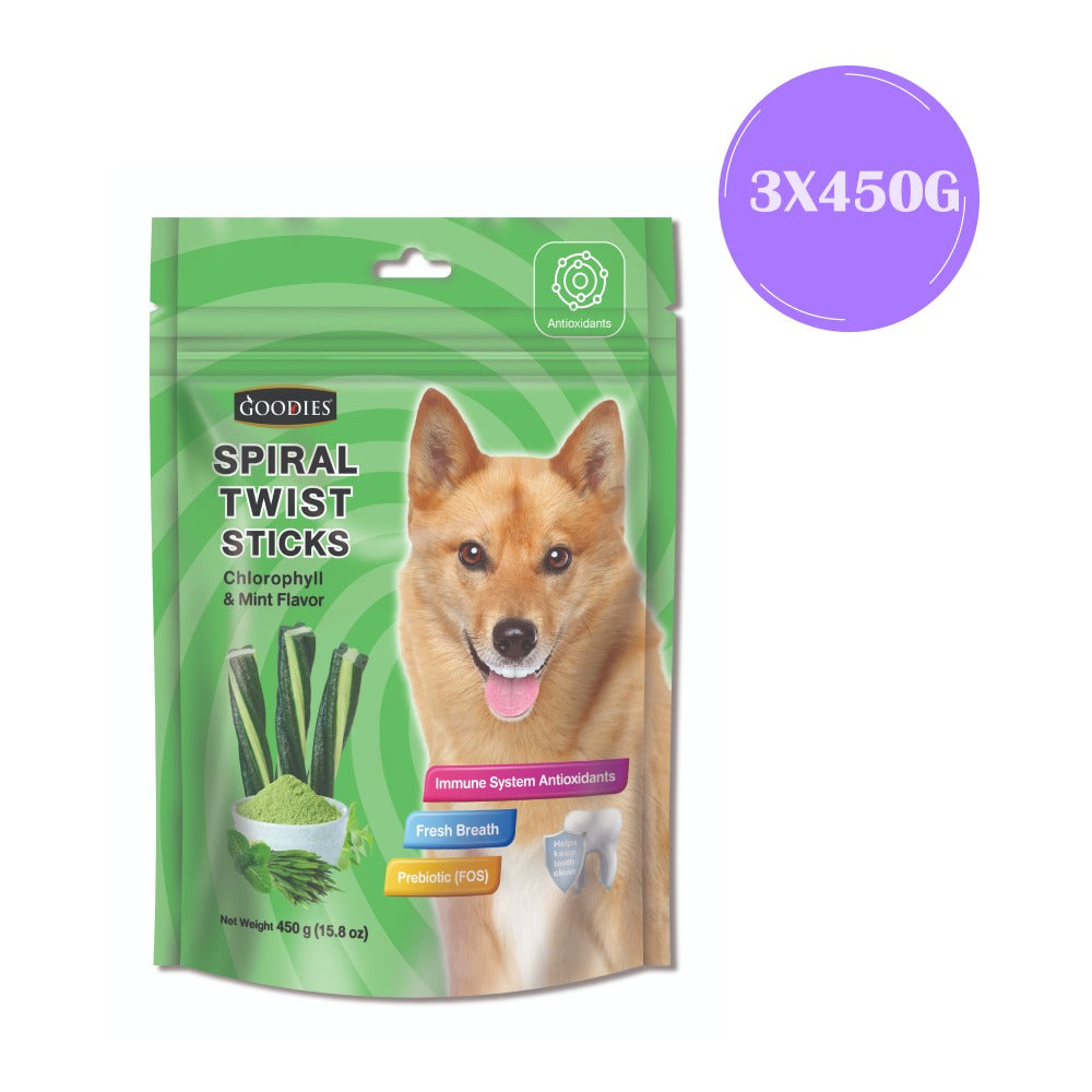 Goodies Chlorophyll & Mint Spiral Twist Stick Dog Treats