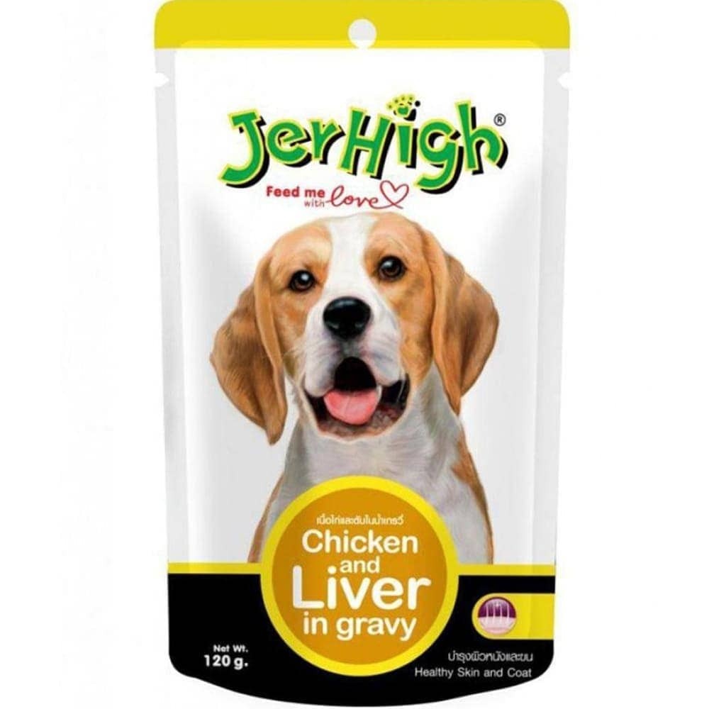 JerHigh Roasted Duck in Gravy and Chicken And Liver in Gravy Dog Wet Food Combo