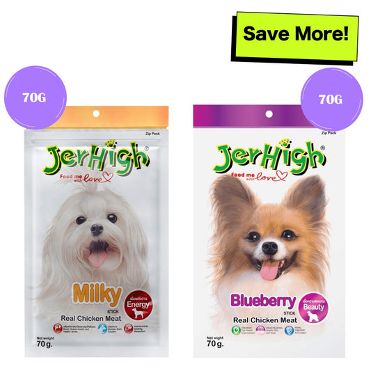 JerHigh Chicken Blueberry and Milky Dog Treats Combo