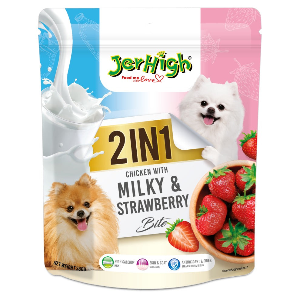 JerHigh 2in1 Milky & Strawberry Bite Dog Treats