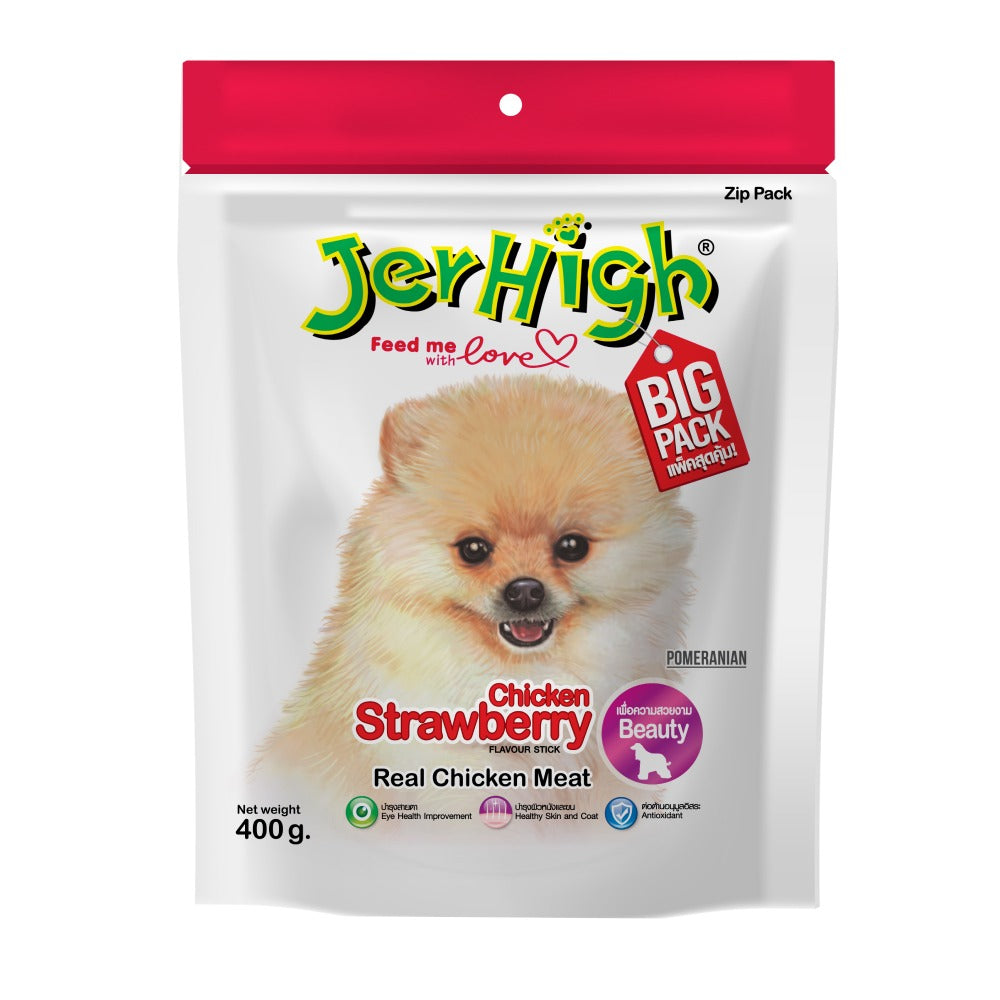 JerHigh Chicken Strawberry Flavoured Stick Dog Treats (400g)