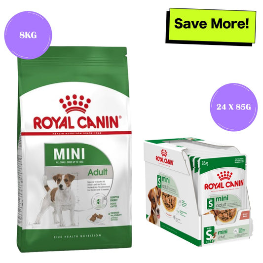 Royal Canin Mini Adult Dog Dry Food and Wet Food Combo