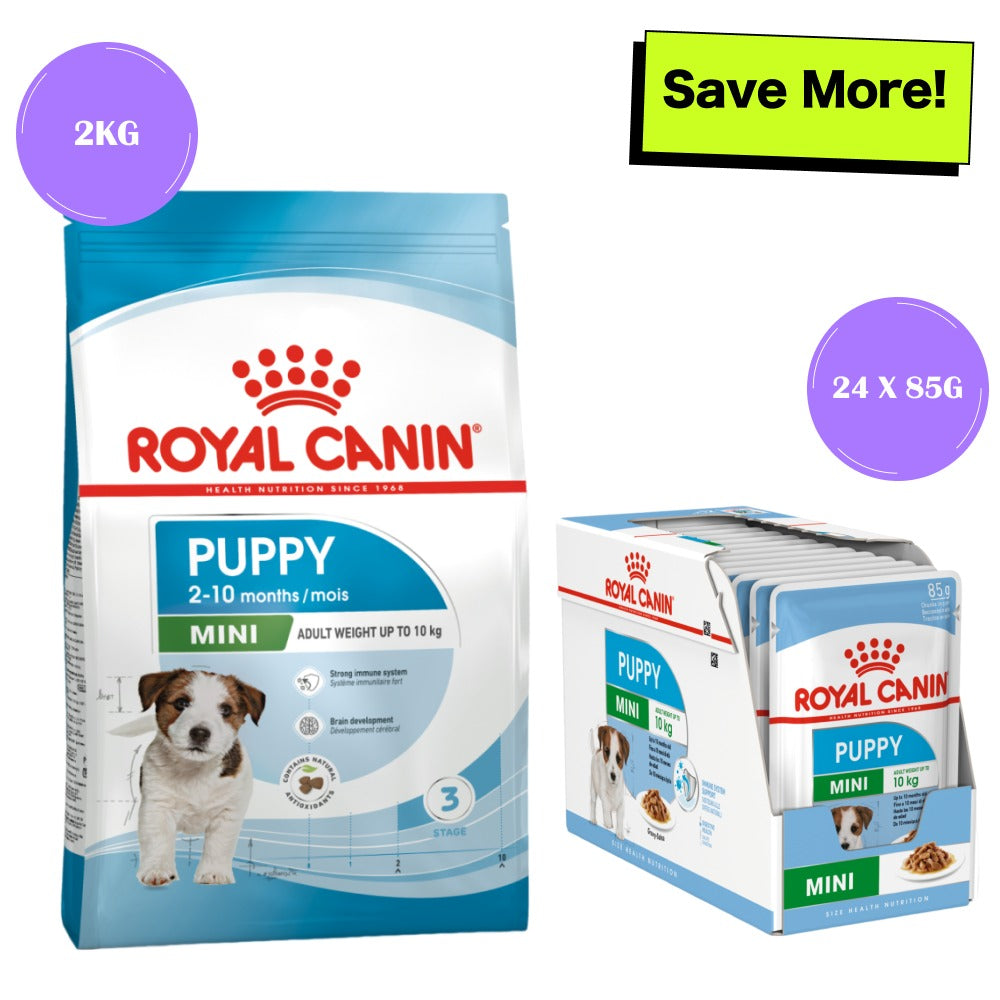 Royal Canin Mini Puppy Dog Dry and Wet Food Combo