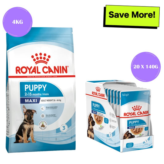 Royal Canin Maxi Puppy Dog Dry and Wet Food Combo