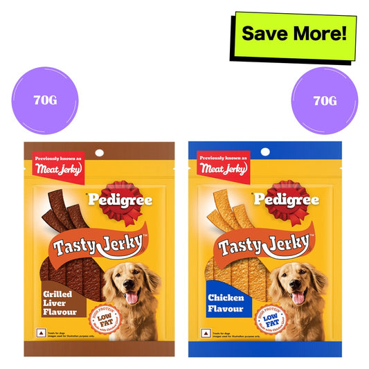 Pedigree Grilled Liver and Chicken & Liver Flavour Tasty Jerky Dog Treat Combo