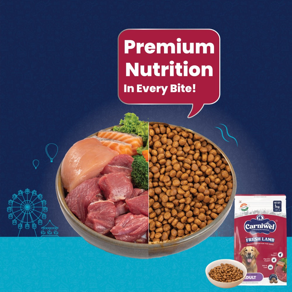 Carniwel Fresh Lamb Large Breed Dry Food and Pedigree Chicken and Liver Chunks in Gravy Adult Dog Wet Food Combo