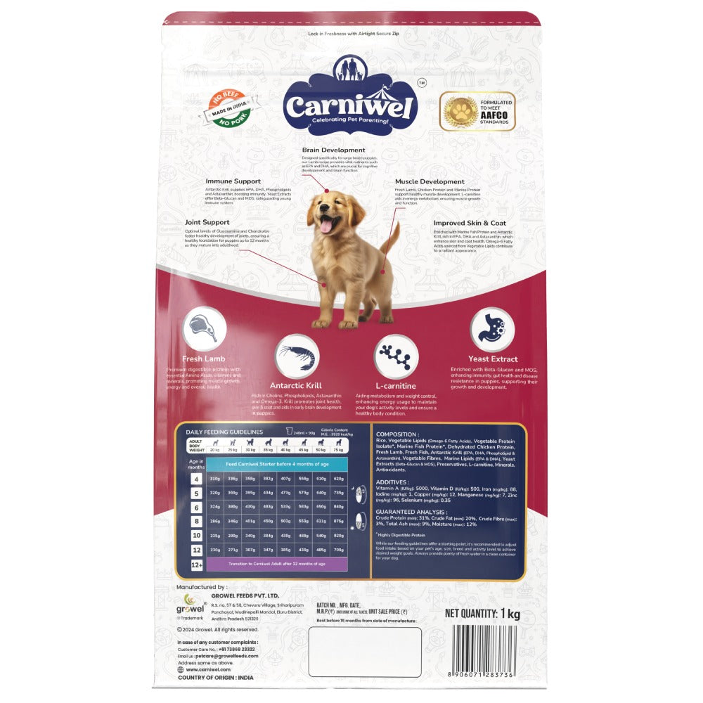 Carniwel Fresh Lamb Large Breed Puppy Dog Dry Food