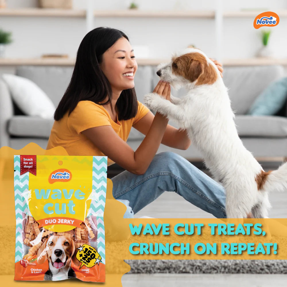 Novee Wave Cut Duo Chicken and Lamb Jerky Treats for Dogs