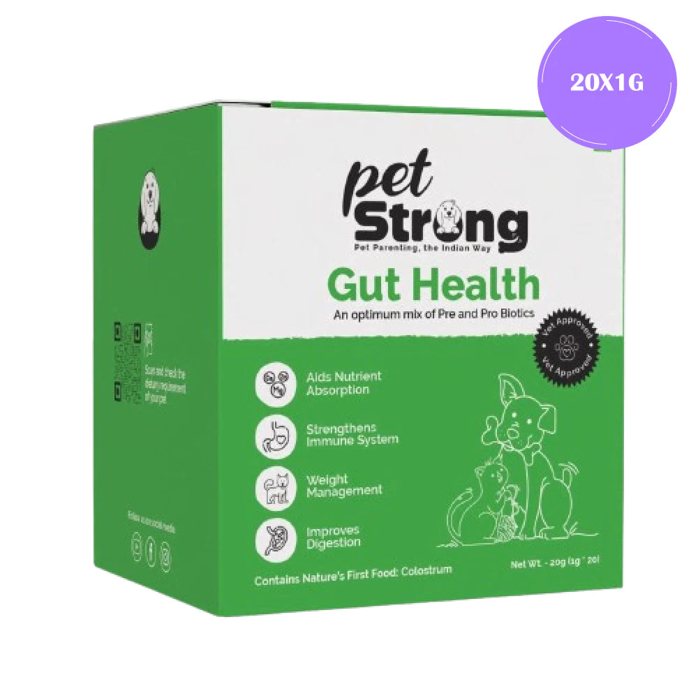 PetStrong Probiotic and Prebiotic Gut Health Supplement Sachet for Dogs and Cats