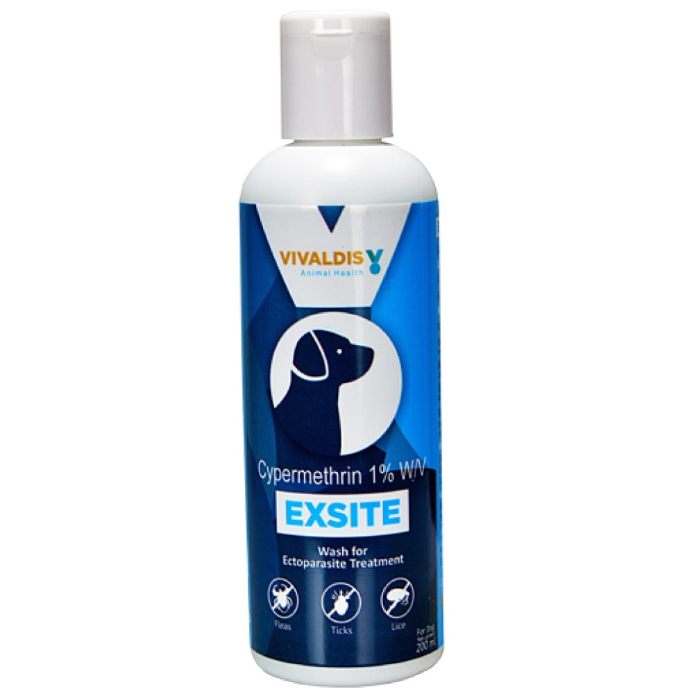 Vivaldis Exsite (Cypermethrin) Anti tick & flea Shampoo for Dogs (200ml)