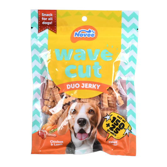 Novee Wave Cut Duo Chicken and Lamb Jerky Treats for Dogs