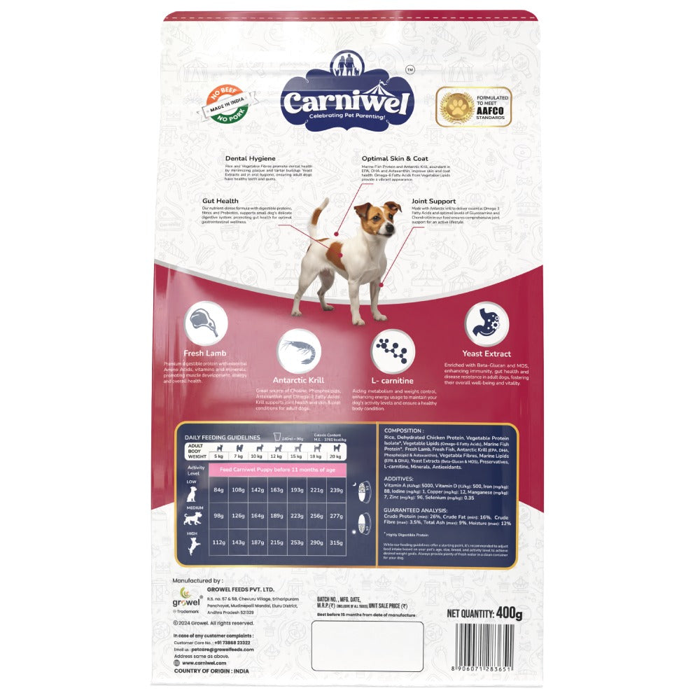 Carniwel Fresh Lamb Small Breed Adult Dog Dry Food