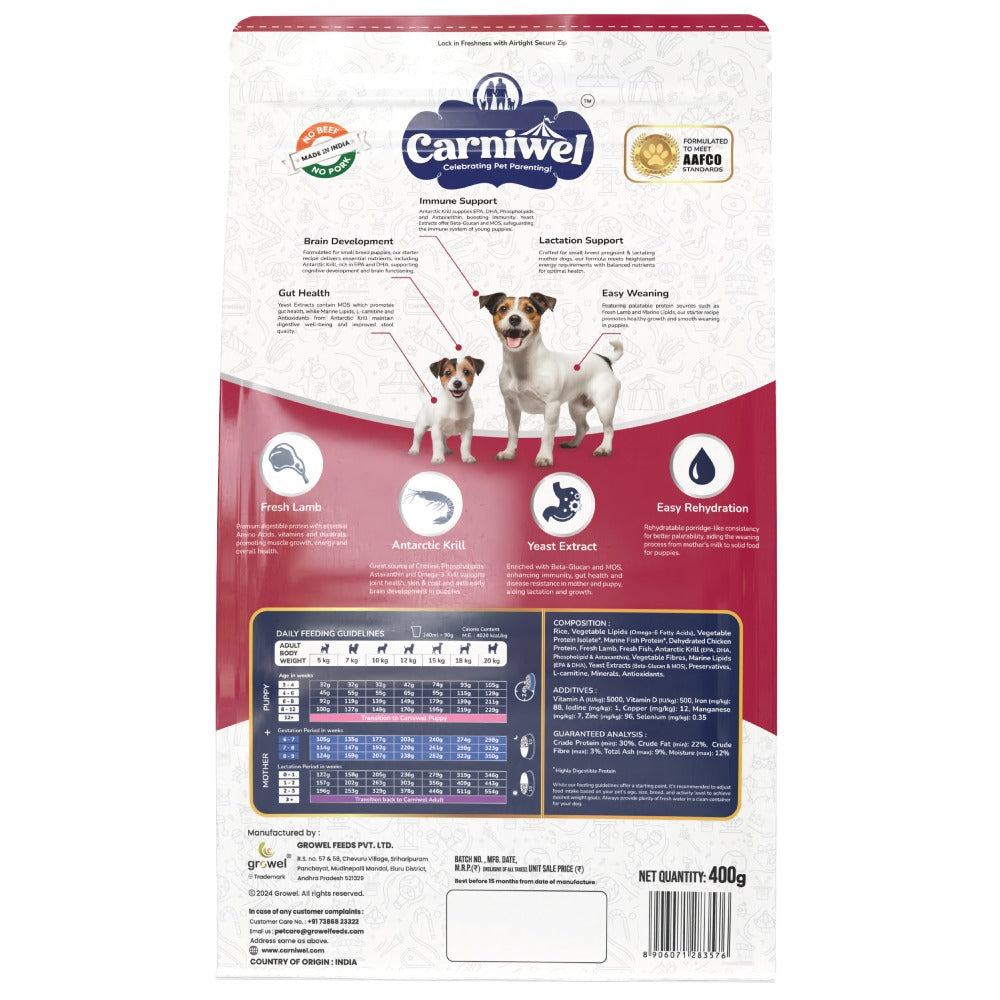 Carniwel Fresh Lamb Starter For Small Breed Mother & Baby Dog Dry Food