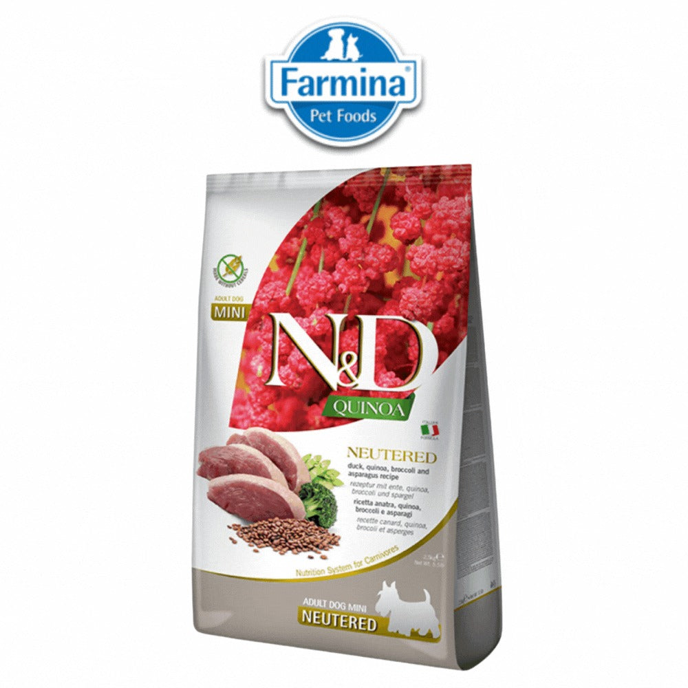 Farmina N&D Neutered Quinoa Duck, Broccoli & Asparagus Adult Mini Dog Dry Food