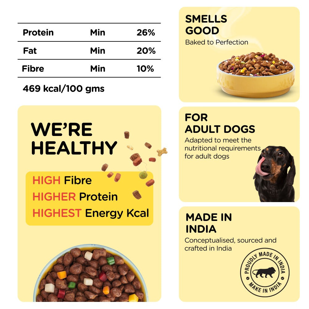 Henlo Chicken & Vegetable Baked Dry Food for Adult Dogs | 100% human grade ingredients