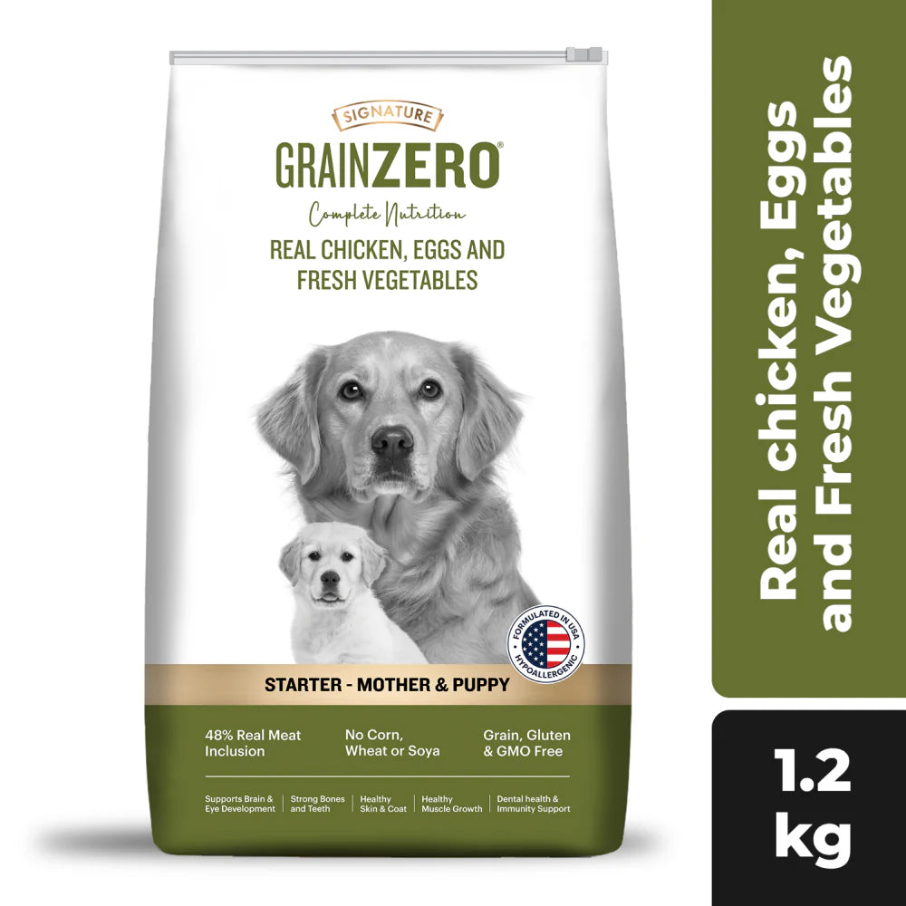 Signature Freedom Chicken and Rice Recipe and Grain Zero Real Chicken, Egg and Vegetables Mother and Puppy Starter Dog Dry Food Combo