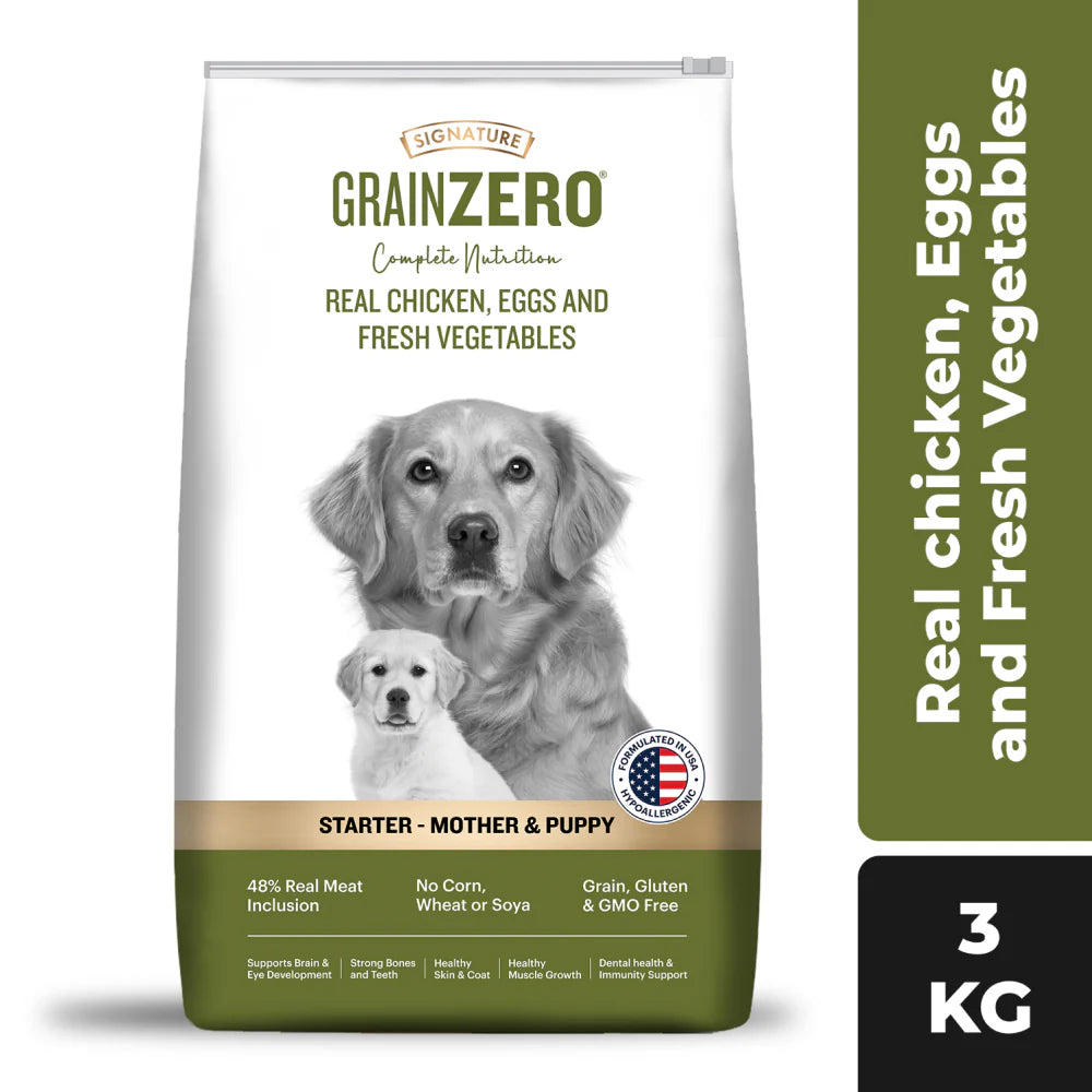 Signature Freedom Chicken and Rice and Grain Zero Real Chicken, Egg and Vegetables Mother and Puppy Starter Dog Dry Food Combo