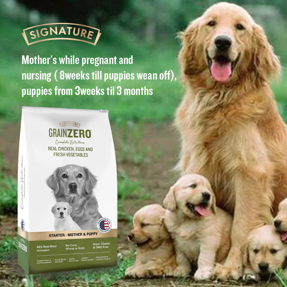 Signature Freedom Chicken and Rice Recipe and Grain Zero Real Chicken, Egg and Vegetables Mother and Puppy Starter Dog Dry Food Combo