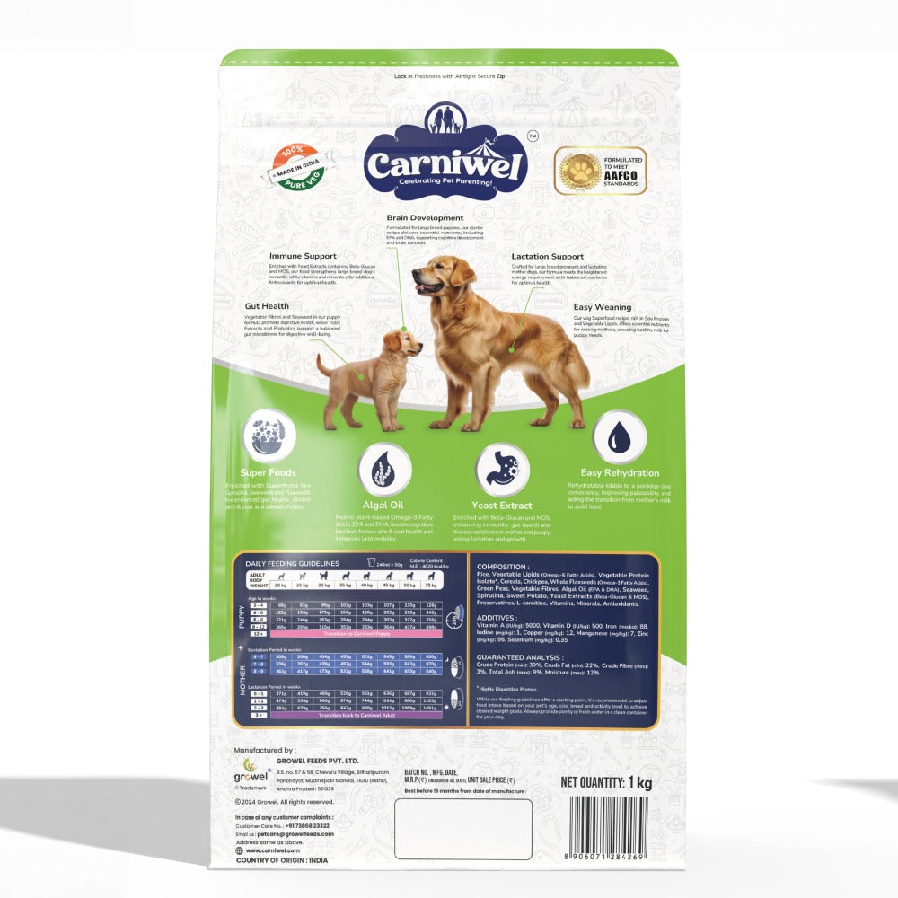 Carniwel Superfoods Veg Kibble Starter For Large Breed Mother & Baby Dog Dry Food