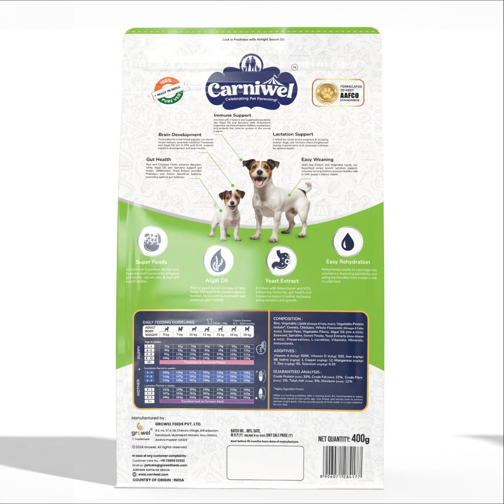 Carniwel Superfoods Veg Kibble Starter For Small Breed Mother & Baby Dog Dry Food