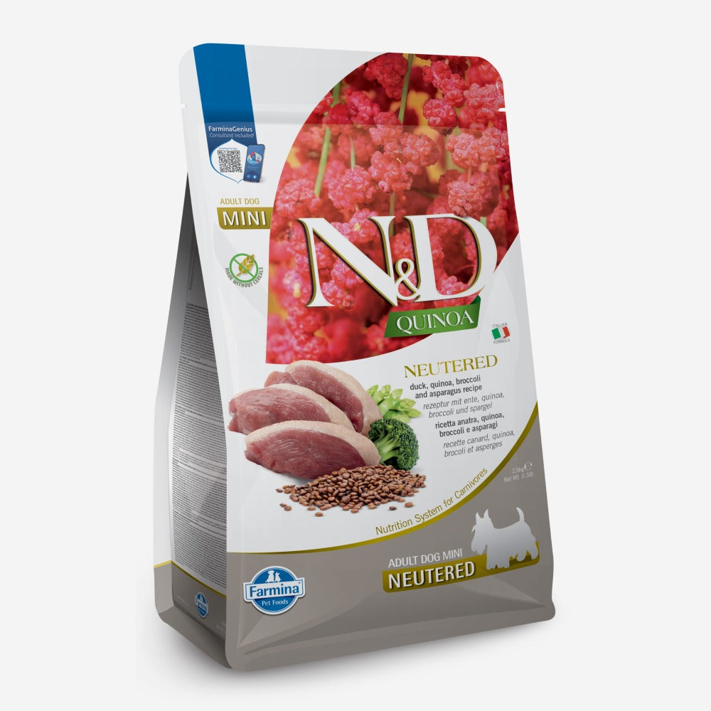 Farmina N&D Neutered Quinoa Duck, Broccoli & Asparagus Adult Mini Dog Dry Food