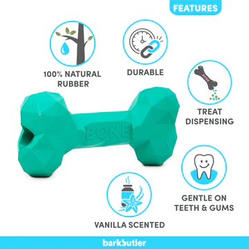 Barkbutler Chu the bone Treat Dispensing Toy for Dogs (Green)