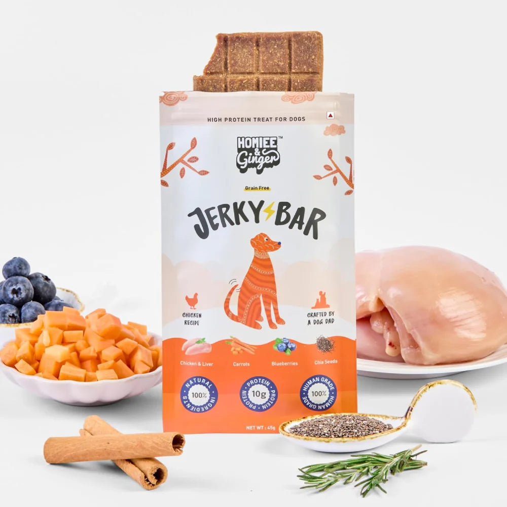 Homiee & Ginger Air Dried Grain Free Chicken and Mutton Jerky Bar Dog Treats Combo